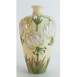 Moorcroft vase decorated with cream lilies by Rachel Bishop, dated 2000, height 16cm, boxed.