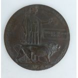 A WWI / first world war bronze death plaque for Thomas William Young.