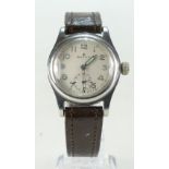 1940s Gents Rolex Oyster stainless steel wristwatch with seconds dial and leather strap