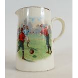 19th century pottery jug decorated with transfer printed Footballers,