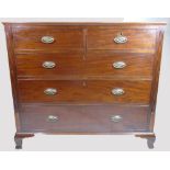 George III mahogany large chest of drawers with splayed feet (one foot requires attention)