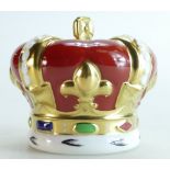 Royal Crown Derby paperweight Golden Jubilee Crown, limited edition for Goviers, gold stopper,