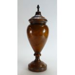 Hand turned treen wood urn & cover,