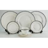 Wedgwood part dinner and tea set in the Black Ulander design including plates, cups and saucers etc.