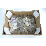 Large case of coins including pre 1947 silver coins, Chinese silver coins, Greek banknotes etc.