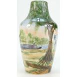 Cobridge Stoneware vase handpainted with Cauldon Lock canal scene, limited edition of 100,