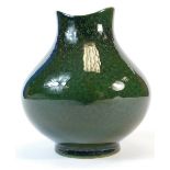 Royal Doulton prototype green speckled flambe trial vase from 1980s by Arthur Maxwell,
