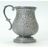 Indian silver coloured metal MUG with embossed and chased decoration. C1880 - 1900. 11.5cm high.