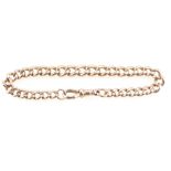 9ct Victorian rose gold Albert bracelet, 21.8 grams.