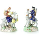 Pair 19th century Staffordshire figures of "The Welch Tailor and his Wife",