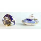 Royal Crown Derby paperweights of Badger and Duck,