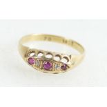 18ct Yellow Gold Diamond and Ruby ladies dress ring. Early 20th Cent. 2.3g Size O.