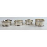 4 x Silver Napkin rings all fully hallmarked, and no engraved initials or dedications.