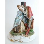 Capo-di-monte figure group "The Hussar and his Lady", Made in Italy, height 29cm.