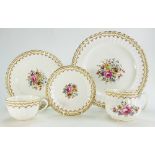 Royal Worcester china tea and dinner set decorated with flowers in the Kempsey design (2 trays.