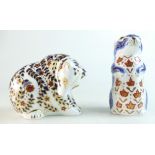 Royal Crown Derby paperweights of a Bear and a Chipmunk, both with gold stoppers (2).