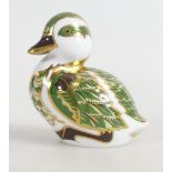 Royal Crown Derby Derbyshire Duckling Sinclairs exclusive timed edition gold stopper and boxed. 7cm.