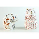 Royal Crown Derby paperweights Hamster and Squirrel, both gold stoppers (2).