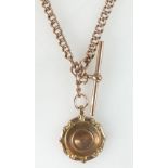 Victorian 9ct Rose gold double albert chain, 38.