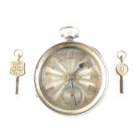 19th century Silver cased pocket watch with silvered dial