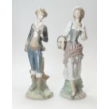 Pair of Lladro large figures of Bavarian man & woman, tallest height 30.