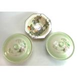 A Pair of Shelley Art Deco tureens and covers in a Veronica design and Royal Doulton fruit bowl