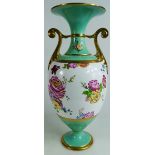 Wedgwood & Bentley prestige china two handled vase "Floralies" in green colourway,