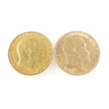 Gold Half Sovereigns, one dated 1902 and the other 1910 (2).