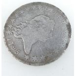 USA scarce 1795 'Flowing Hair' Half Dollar, two leaf variety.