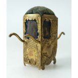 French novelty Sedan Chair PIN CUSHION c1880. 7.5cm x 7.8cm x 2.6cm high.