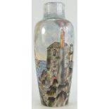 A Cobridge stoneware vase decorated with Cornish coastal tin mines by Philip Gibson,