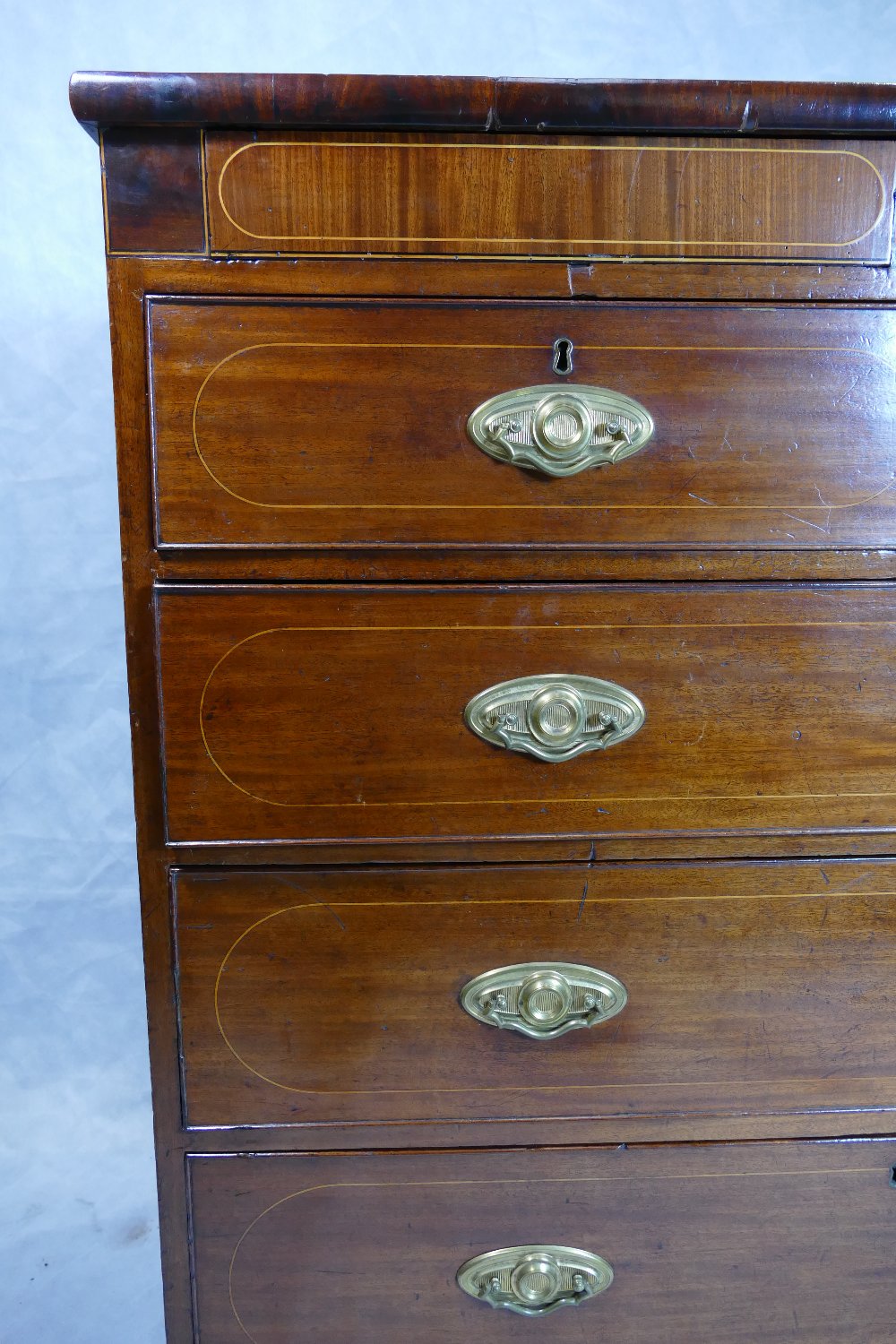 George III mahogany inlaid large chest of drawers - Image 3 of 6