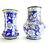 Wardle 1920's vases decorated with stylised blue and white flowers height 29cm and similar smaller