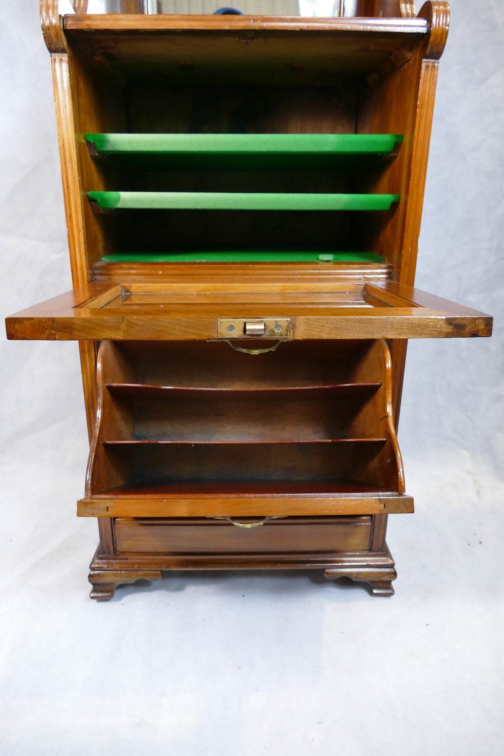 Edwardian walnut carved music cabinet with drop down drawer fronts, originally for sheet music. - Image 3 of 4