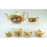 A collection of Aynsley Orchard Gold including gilded hand painted cabinet plate,