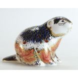 Royal Crown Derby paperweight Riverbank Beaver, limited edition, gold stopper,