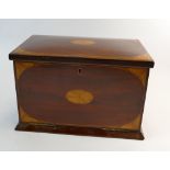 Edwardian Sheraton style inlaid mahogany writing / stationery box / cabinet with fall down front,