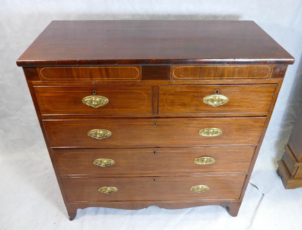 George III mahogany inlaid large chest of drawers - Image 2 of 6