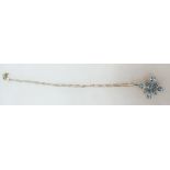 9ct Blue Zircon / Topaz (centre stone 10mm) on 9ct 20" chain