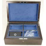 A prestige Wedgwood & Bentley wooden jewellery box set with oval black and white cameo,