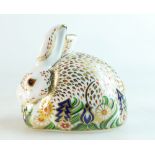 Royal Crown Derby paperweight Rowsley Rabbit, limited edition for John Sinclair's with gold stopper,