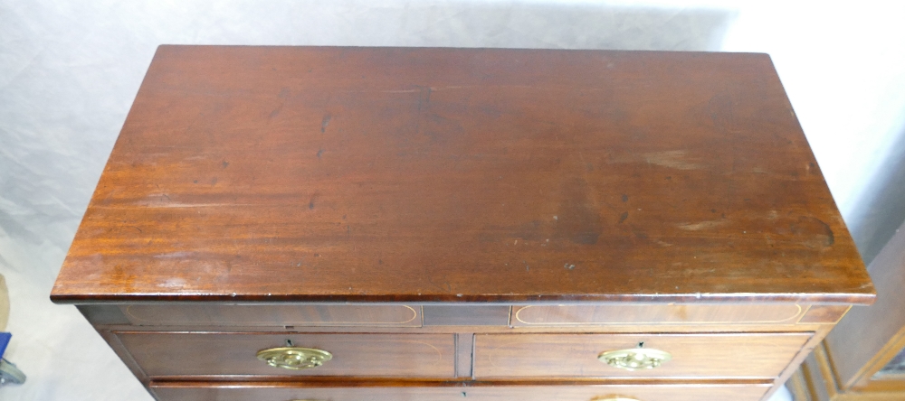 George III mahogany inlaid large chest of drawers - Image 6 of 6