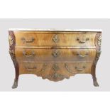 Early 20th century French Louis XV style walnut Bombe commode,