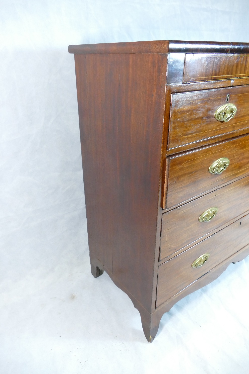 George III mahogany inlaid large chest of drawers - Image 4 of 6