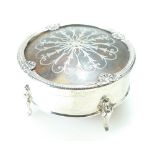 Silver tortoiseshell hinged dressing table box, hallmarked for Birmingham 1912, missing glass liner.