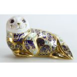 Royal Crown Derby paperweight Harbour Seal, limited edition, gold stopper,