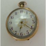 Ladies keyless pocket watch in 18ct gold case,