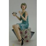 Kevin Francis Peggy Davies figure of seated Clarice Cliff decorating a cup in an artists original
