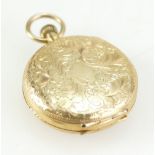 18ct gold ornate ladies fob watch with key