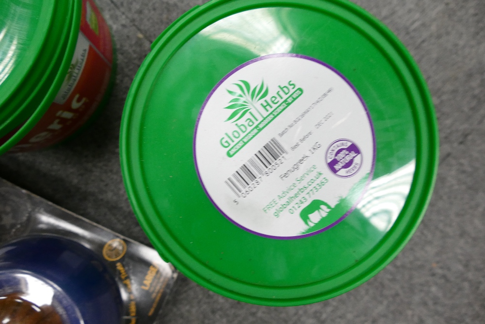 A selection of 48 Chappie canned dog food tins, dog toy and Global Herbs grass care supplement. - Image 2 of 2